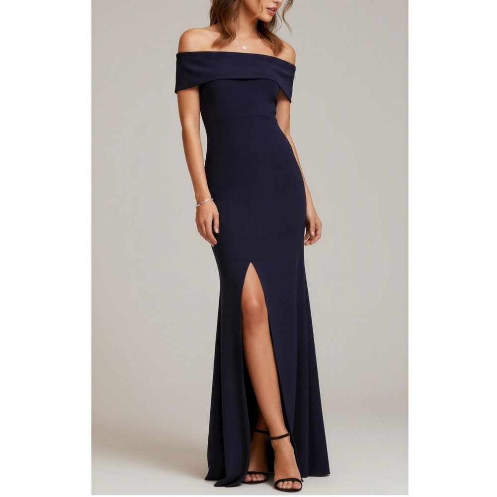 BHLDN Midnight Blue Off-Shoulder Maxi Dress